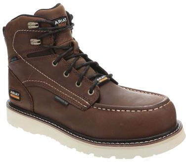 "Ariat Rebar Wedge Moc Toe 6"" WP Comp Toe - Mens 12 Brown Boot E2"