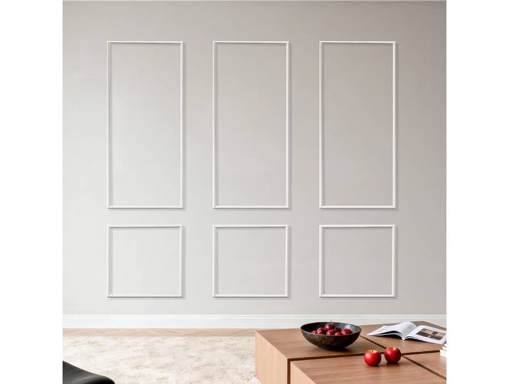 Vevor Kit Moulure Murale Predecoupee 3 Lots Cadres Moulure Murale Fine 61x137 Cm 61x61 Cm Pour Decoration Interieure Salon Chambre Couloir\, Pret A Poser\, Polystyrene Leger A Peindre\, Etanche\, Blanc