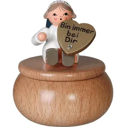 KWO Erzgebirge Schutzengel mit Dose Bin immer bei Dir" Höhe 6 cm"