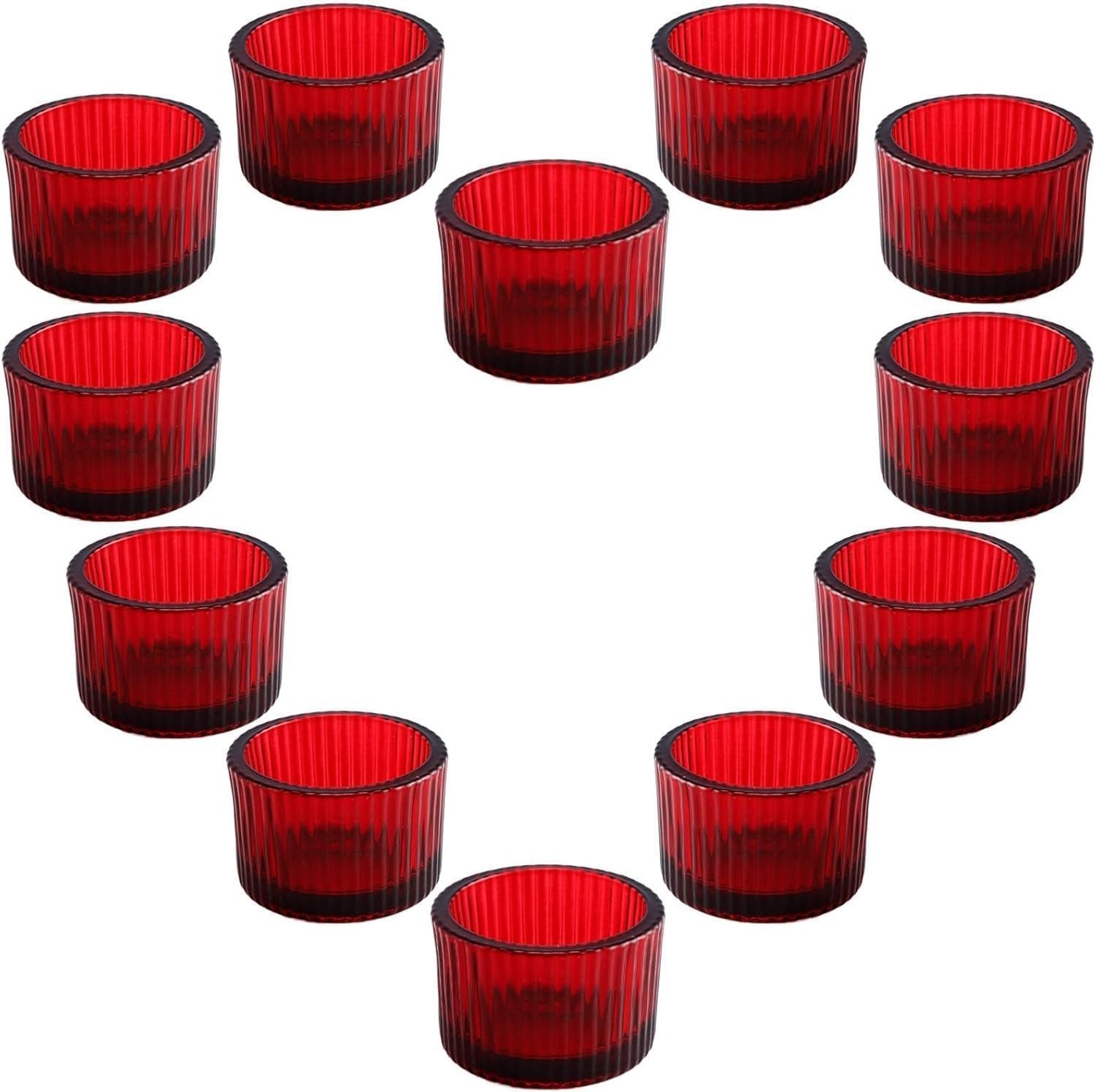 12x Rode Glazen Theelichthouders met een diameter van 3,5 cm voor decoratie