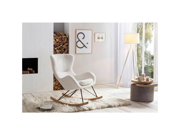 Livetastic Schaukelstuhl, Weiß, Metall, Esche, vollmassiv, 75x106x102 cm, Wohnzimmer, Sessel, Schaukelstühle