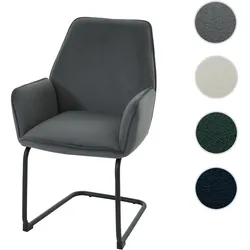 Freischwinger HWC-G67, Esszimmerstuhl Küchenstuhl Stuhl, Stoff/Textil MVG ~ dunkelgrau