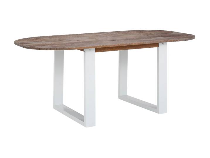 Esstisch OTTO HOME Lagos , braun (braun, gebürstet, weiß), B:180cm H:76cm T:90cm, Tische, Esstisch, aus schönem massivem Kiefernholz, mit weiß lackierten Metallbeinen