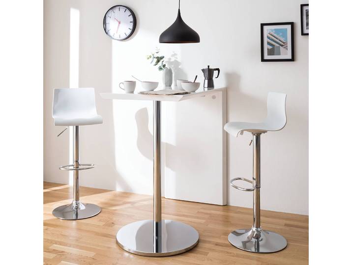Barstuhl Falkland 39 x 81 x 44cm Weiß Chrom glänzend Einzelstuhl