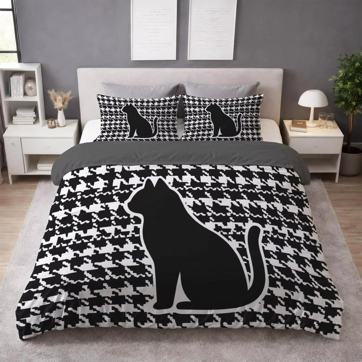 Dekbedovertrek Set met Creatieve Kat Print, 200 x 220 cm