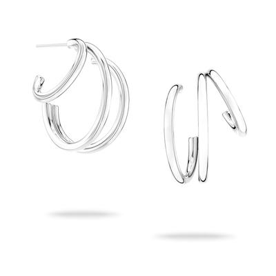 Paar Creolen ECHTZEIT "Schmuck Geschenk Edelstahl Ohrringe Modern Lines", silber (silberfarben), Ohrringe, Damen, 22mm, Edelstahl