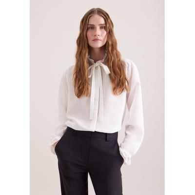 Schluppenbluse SEIDENSTICKER, Damen, Gr. XL (42), off, weiß, 83% Viskose, 17% Polyester, unifarben, regular fit, Blusen Schluppenbluse, 1/1 Stehkragen Uni