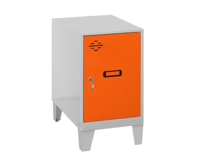 Simon Rack Simonlocker Kommode, klein, 575 x 400 x 500 mm Inklusive Füße, Korrosionsschutzfarbe, Lüftungsschlitz und Etikettierer, Grau/Orange