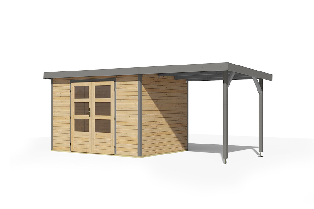 KARIBUHOLZT GH Jupiter 4 A natur graualu 302x217x211cm m.Anbaudach 2,35 16988279