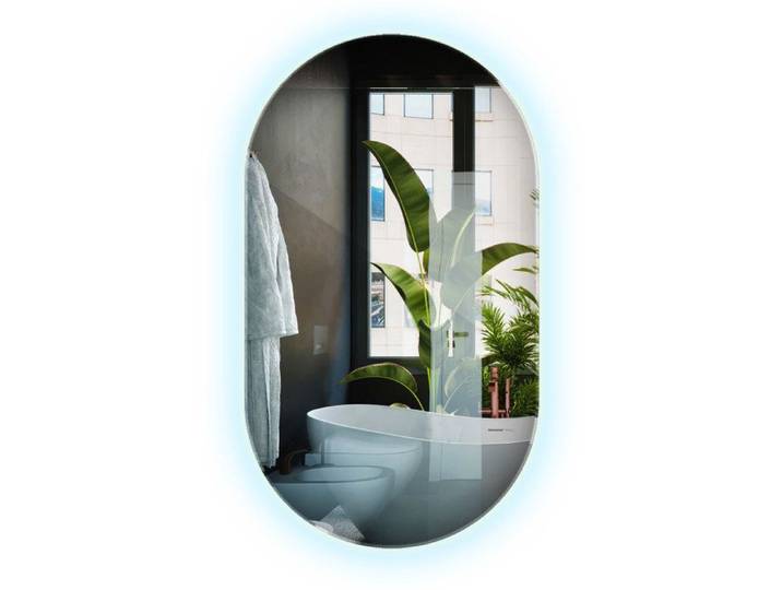 Miroir ovale + LED Miroir de salle de bain mural irrégulier 40 cm x 70 cm lumière froide