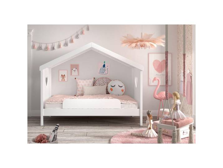 Hausbett Amori 90x200cm Kiefer Weiß mit Sicherung