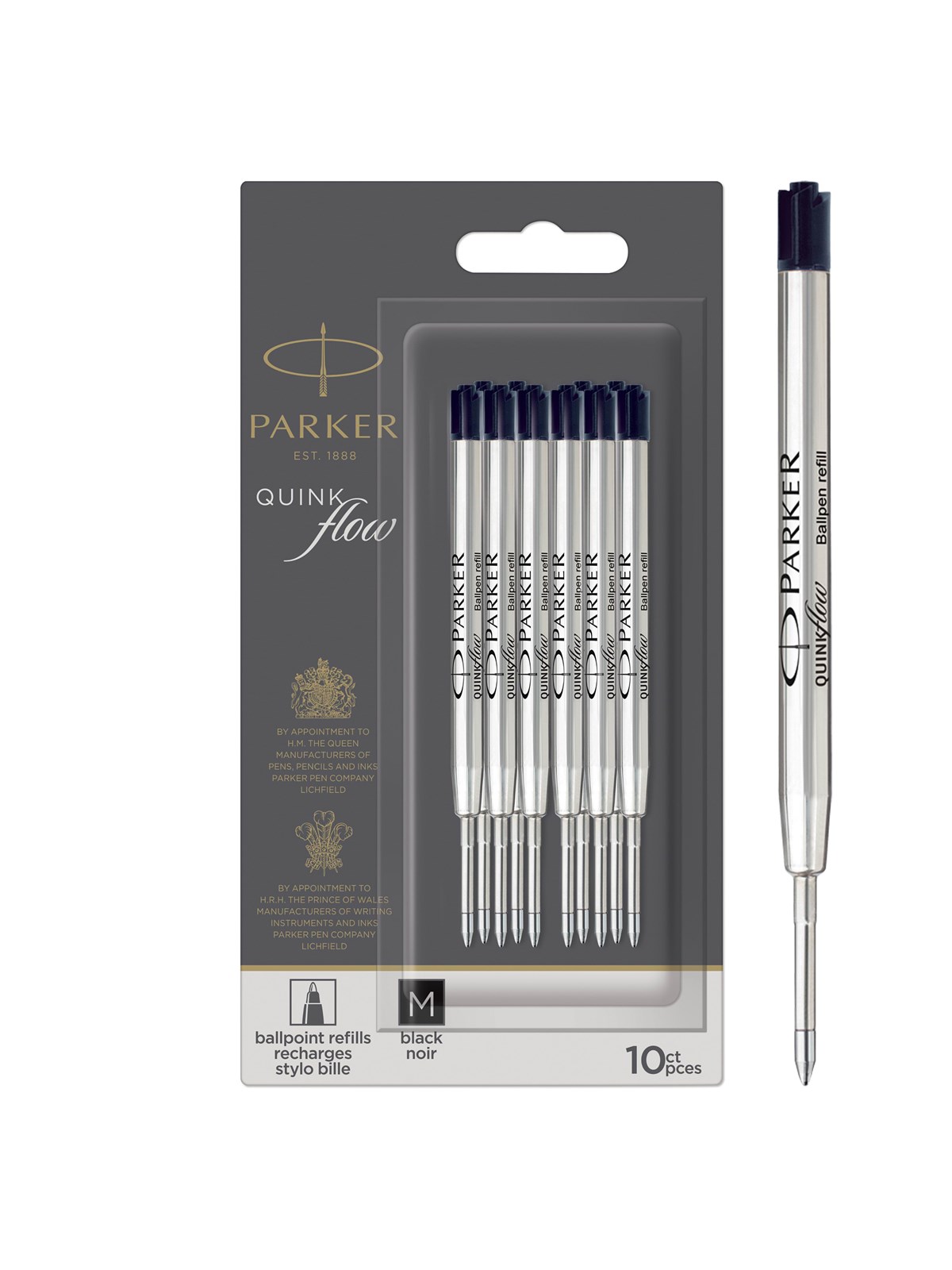 Parker Kugelschreiberminen | mittlere Spitze | schwarze QUINKflow Tinte | 10 Ersatzminen für Kugelschreiber