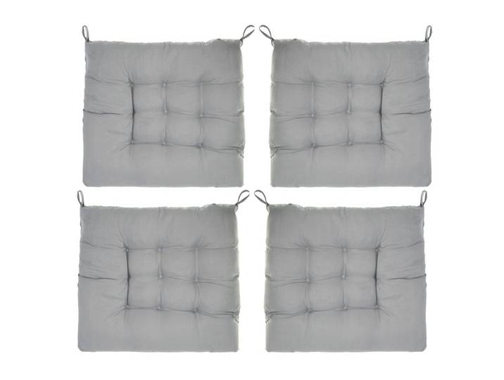 STUHLKISSEN zum Binden in Grau 40 / 40 / 3 cm (4-tlg. Set)