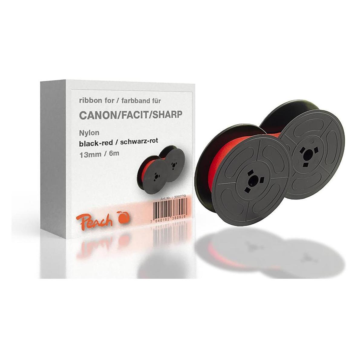 Peach Farbband für Canon/Facit/Sharp 51S+U schw/r Gr.51/Gr24 (1.30 cm, Rot, Schwarz, Rot, Schwarz) (320779)