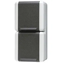 SCHUKO-Steckdose 2-fach, Aufputz, verdrahtet, grau/anthrazit - grau/anthrazit