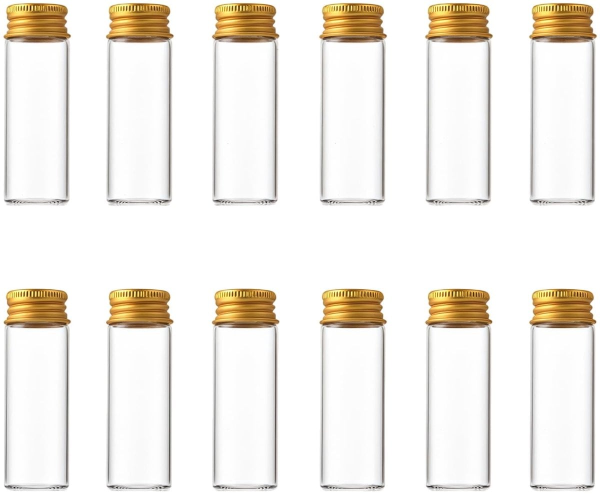 Dailygoods Glazen Mini Flessen met Aluminium Doppen - 12 stuks - 15 ml