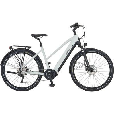 E-Bike PROPHETE "Entdecker 5.0" Gr. 50, grau (grau, schwarz), Elektrofahrräder, 50cm, 28 Zoll (71,12cm), Pedelec, Elektrofahrrad für Damen