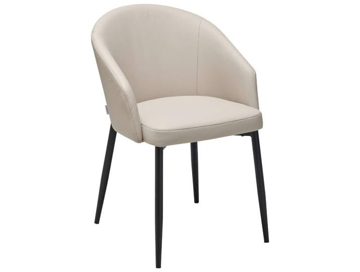 Livetastic Armlehnstuhl Echtleder, Beige, Leder, Metall, Echtleder, Büffelleder, Rundrohr, 55x81.5x61 cm, Esszimmer, Stühle, Esszimmerstühle, Armlehnenstühle
