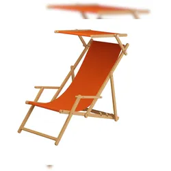 Erst-Holz Liegestuhl terracotta Gartenliege Strandliege Sonnendach Tisch Kissen Buche hell 10-309NSTKH