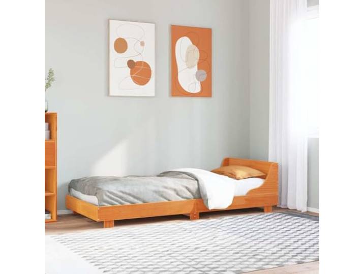 Kiefernholz Massivholzbetten Modernes Lattenrost Bettgestell Braun 90x190 Massivholzbett ohne Matratze Wachsbraun 90x190 cm Kiefernholz Bettgestell mit Kopfteil Lattenrost Stabil Schlafzimmer