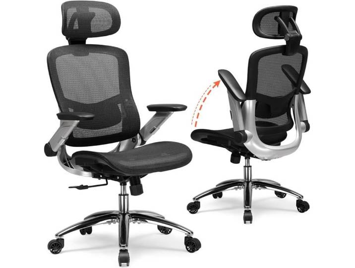 Chaise de bureau - COMHOMA - CH405 - Accoudoirs 4D - Appui-tête 2D - Dossier haut inclinable 90-125°