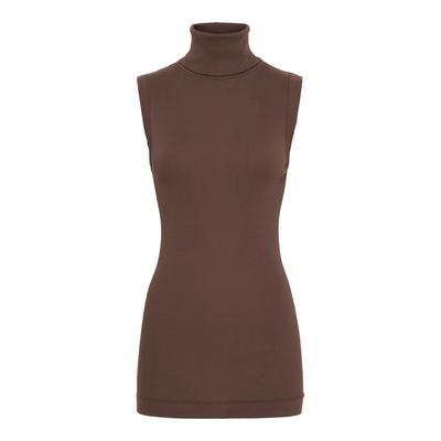 Funktionstop SEAMLESS BASIC "Seamless Basic Top Fleur", Damen, Gr. S/M, braun (java), Obermaterial: 100% Baumwolle, Tops