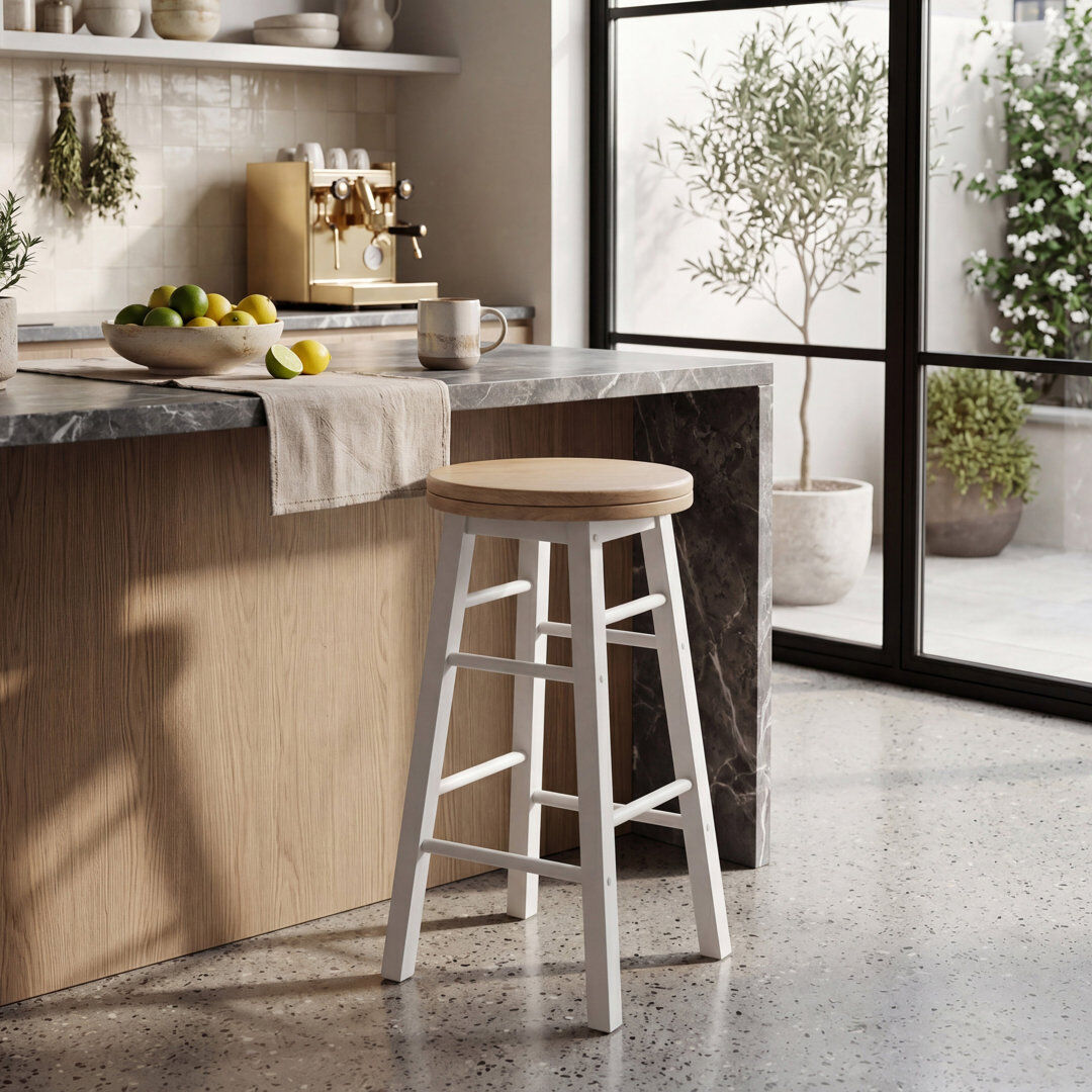 Rio Swivel Bar Stool White / White 64cm H X 32cm W X 32cm D