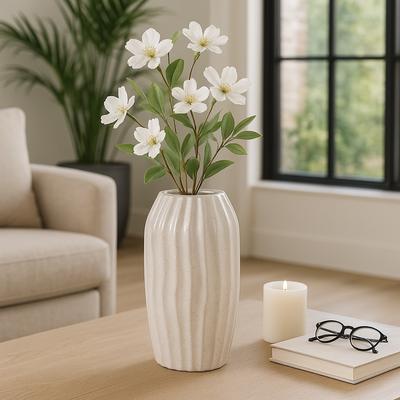 Sagebrook Home Contemporary Ceramic Sculpted Tall Vase Inspired Design - Ivory
