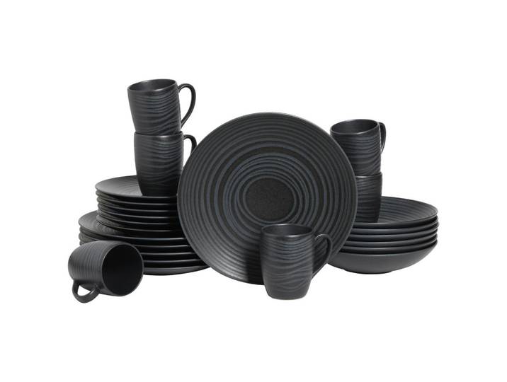 Creatable Kombiservice Lava Stone, Schwarz, Keramik, 24-teilig, 300 ml, Essen & Trinken, Geschirr, Geschirr-Sets, Kombiservice