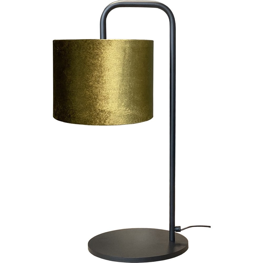 Masterlight Tafel Schemerlamp Venus met groene stoffen cilindrische lampenkap