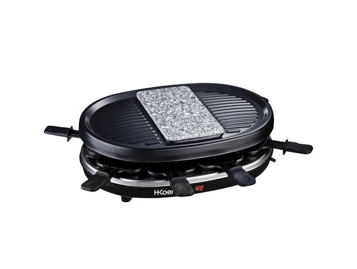HKoenig Raclette-Gerät Rp80, Schwarz, für 8 Personen, Naturstein, Stein, 27.5x10x36 cm, Kochgeschirr, Tischgrills & Fondues, Raclette-Grills