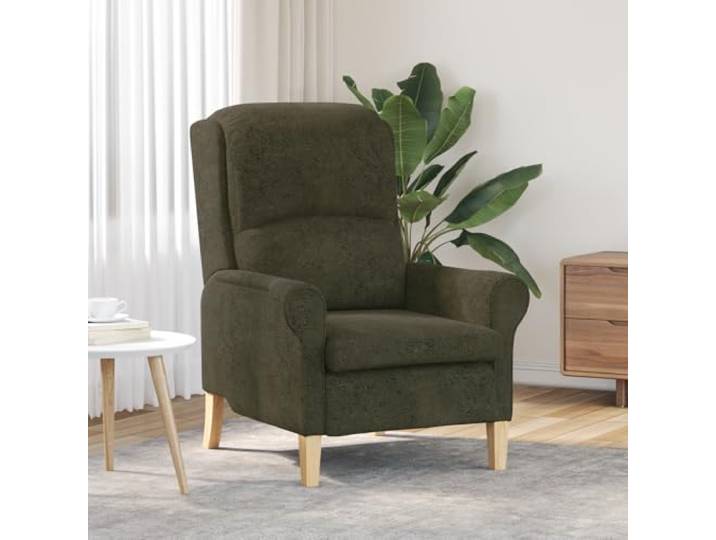 HEFZGDB Moderner Sessel Olivgrün Stoff mit Holzrahmen Ergonomisch Bequem für Wohnzimmer Büro Entspannen Lesen Elegantes Design Weiches Gewebe Stabiles Gestell Kompakt