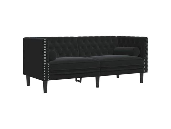 Todiikf Chesterfield Sofa 2-Sitzer Samt Couch Schwarz 174x74,5x70,5 cm Elegantes Samtsofa im Chesterfield Design mit Knopfheftung, inkl. 2 Kissen für Wohnzimmer und Schlafzimmer.