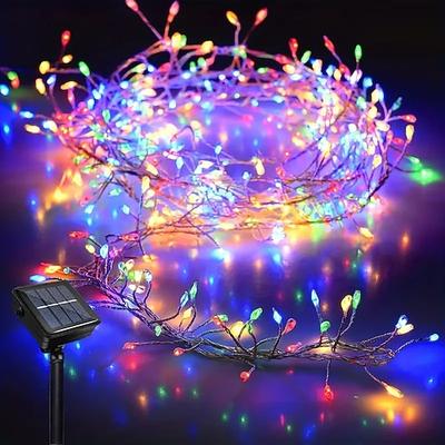 solarbetriebene Feuerwerkskörper-Lichterkette 6 m 200 LEDs – Dekoration für Garten und Rasen im Freien, energieeffizienter Kupferdraht mit Solarbatterie, perfekt für die Beleuchtung von Höfen, Fenstern, Zäunen und Bäumen