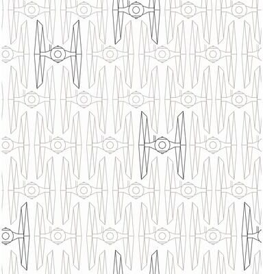 White & Grey Star Wars Tie Fighter Peel and Stick Wallpaper by RoomMates