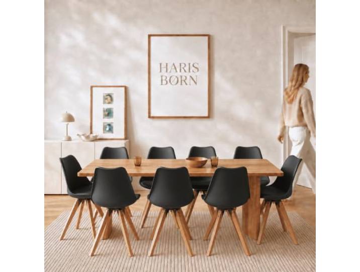 Haris Børn® Esszimmerstühle (8er Set) Schwarz mit Holzbeinen - Schalenstuhl mit Kunstleder - Stühle Esszimmer, Esstisch Stühle & Küchenstühle - Esszimmerstuhl 30 Tage risikofrei testen
