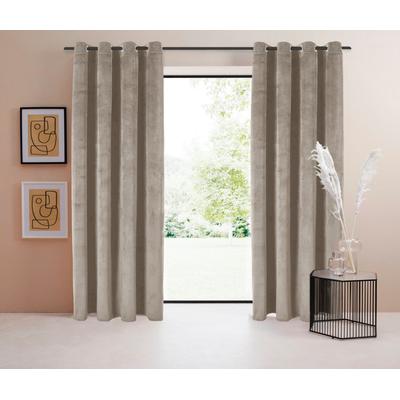 Gardine "LADINA, 1 Stück, Ösen, blickdicht" Gr. 4, beige (sand beige), B:140cm H:245cm, Polyester, Recyceltes Material, LEGER HOME BY LENA GERCKE, Gardinen, Gardine, blickdichter Vorhang, Samt Vorhang - Premium