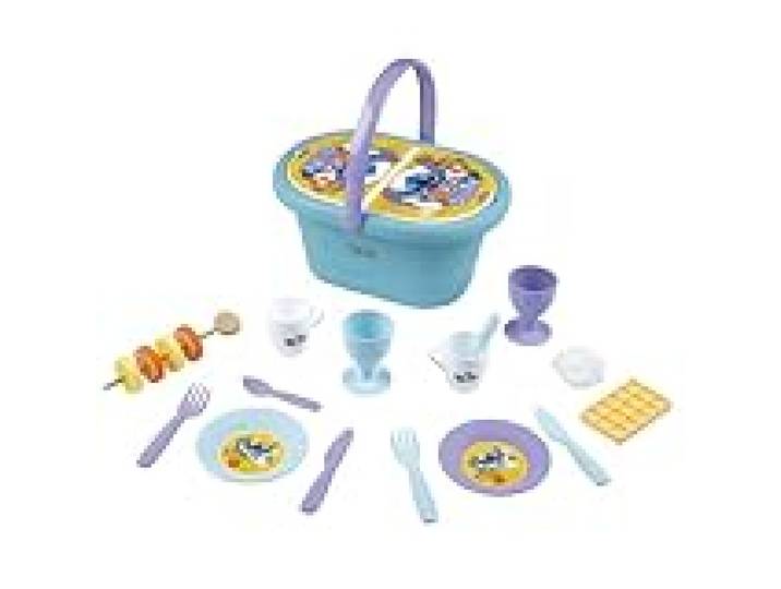 Smoby - Stitch - Panier Pique-Nique - Facilement Transportable - 19 Accessoires Inclus - Tasses, Verres, Rondelles de Fruits, Gaufre, Meringue et Autres - A Partir de 3 Ans - Fabrication Française