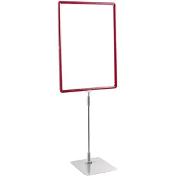 Plakatrahmen mit Standfuß und Halterung (Set), DIN A3, Standfuß 195 x 160 mm, rot, Kunststoff
