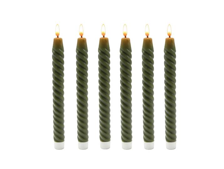 LED Stabkerzen 6er-Set Dunkelgrün