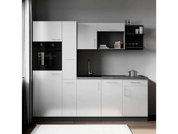 Autarke Singleküche Oliver ohne Mikro 235cm Weiß/Weiß