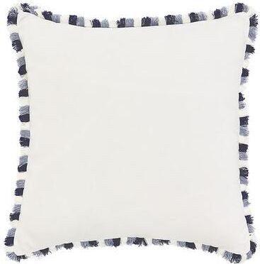 "Tassel Trim Sunbrella Outdoor Pillow - White W/Blue 12"" x 20"" - Ballard Designs"