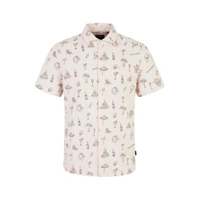 Kurzarmhemd KLEINIGKEIT "Kleinigkeit Travel Scott", Herren, Gr. S, US-Größen, beige (frappé), 60% Baumwolle, 40% Polyester, unifarben, normal, Hemden