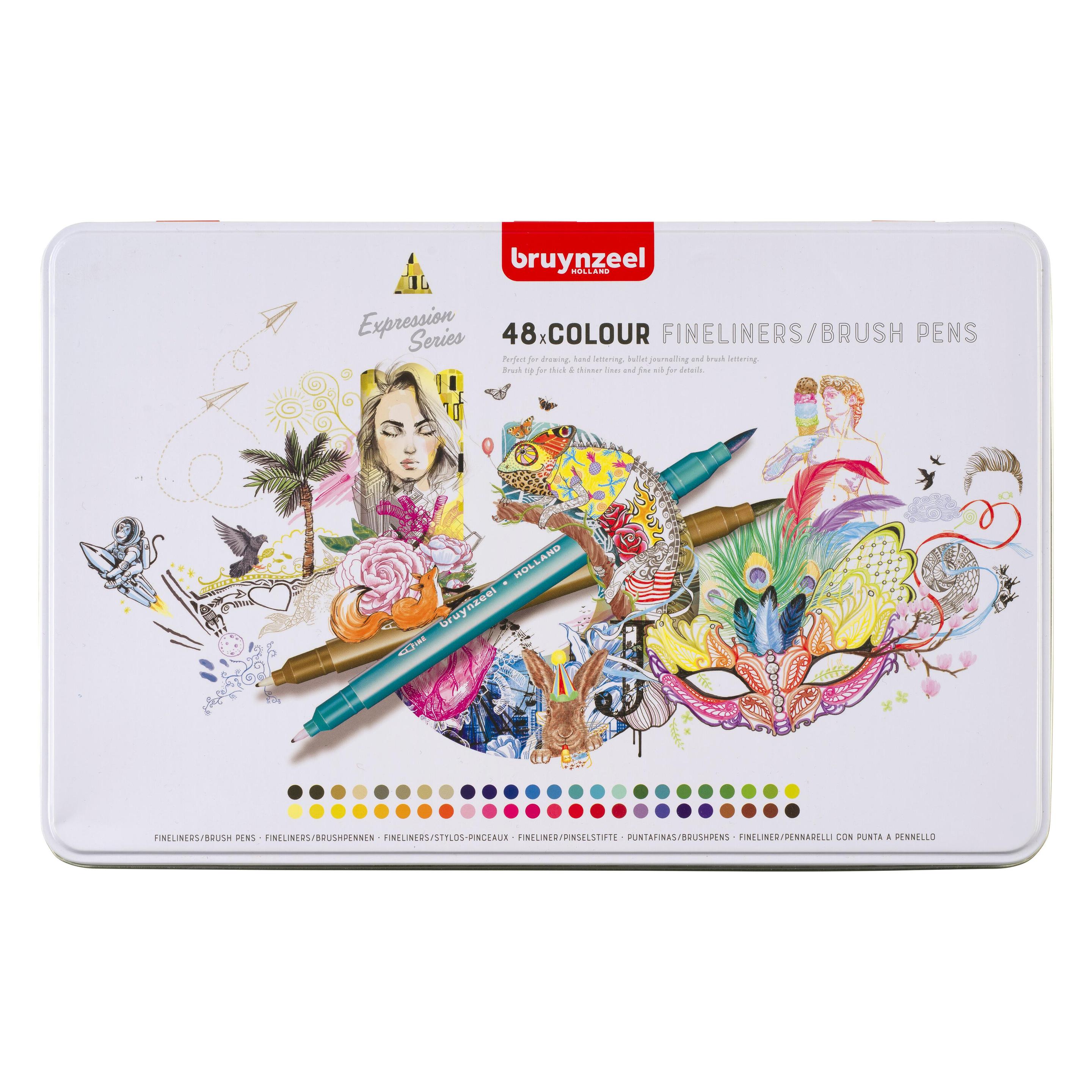 Bruynzeel Creatives Doppelfasermaler Brush Pen, 48er Etui (48x) (60325048)