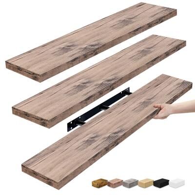 "Sorbus Extra Large Floating Shelves Set of 3, Long Faux Wood Wall Mounted Floating Shelves - 9.25""L X 47” W X 1.5” H"
