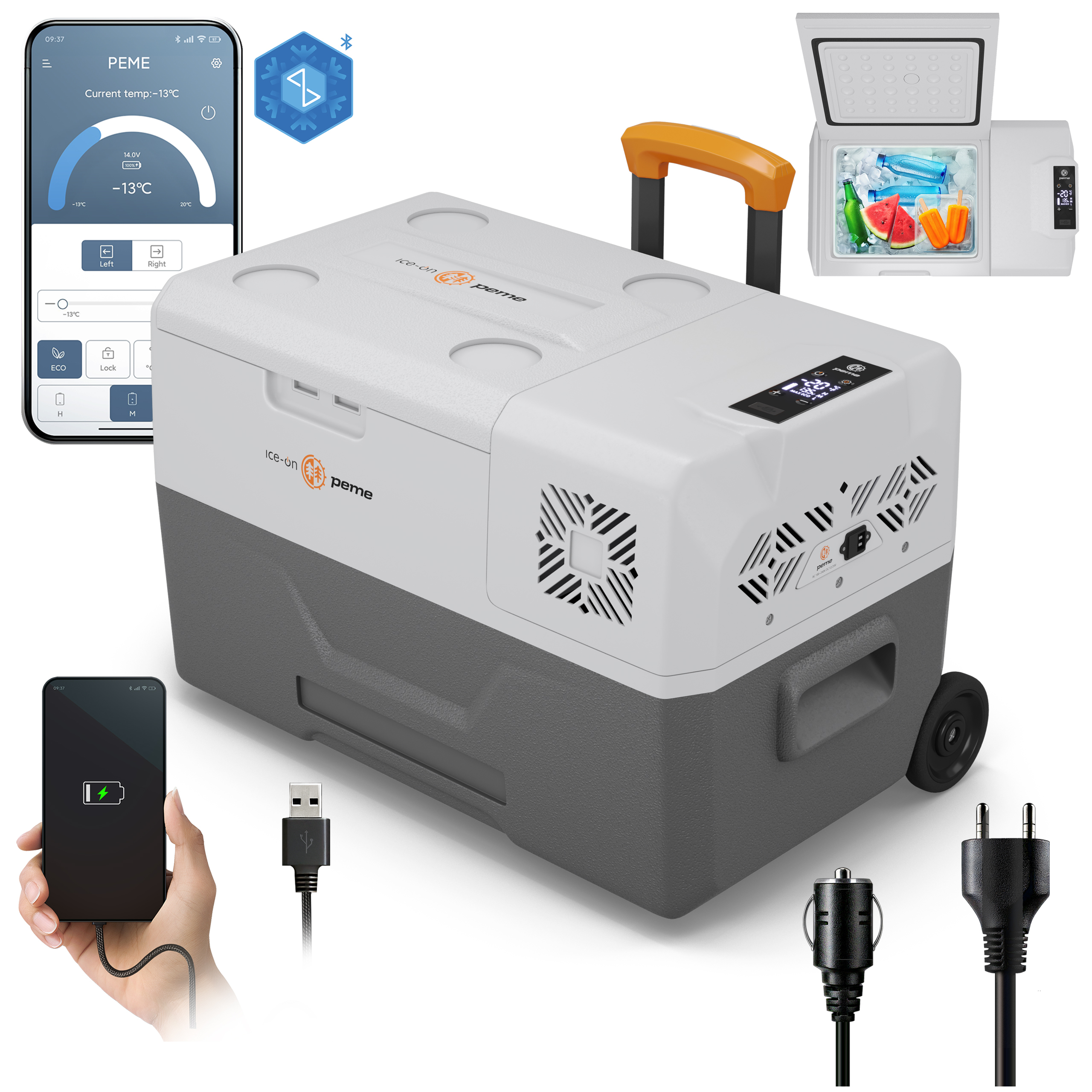 PEME Expedition 30 Kompressor Kühlbox 28L - Autokühlschrank -20°C 12V 24V 230V Elektrische Gefrierbox Camping Kühlschrank App LKW Wohnmobil Auto USB