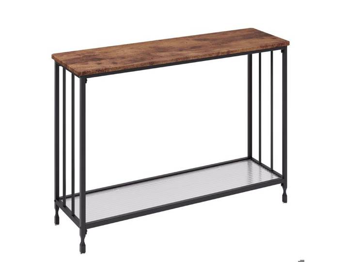CONSOLE D'ENTREE MEUBLE CONSOLE EN VERRE/BOIS-VNTAGE-MEUBLE ETAGERE-105 X 30 X 81cm