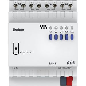 Theben Schaltaktor RM 4 H KNX, 4940212, für Smart Home, 4 Kanäle, bis 25 Ampere, für Hutschiene, KNX