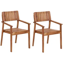 GARTENSTUHL 2er-Set Holz Heller Holzfarbton Agello