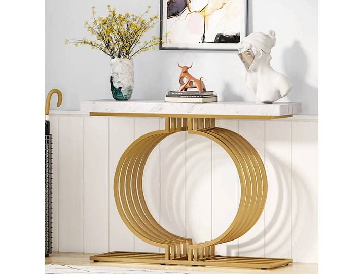 Tribesigns-Table console moderne avec base dorée, table de canapé d'entrée géométrique, étroite et longue, 40 po